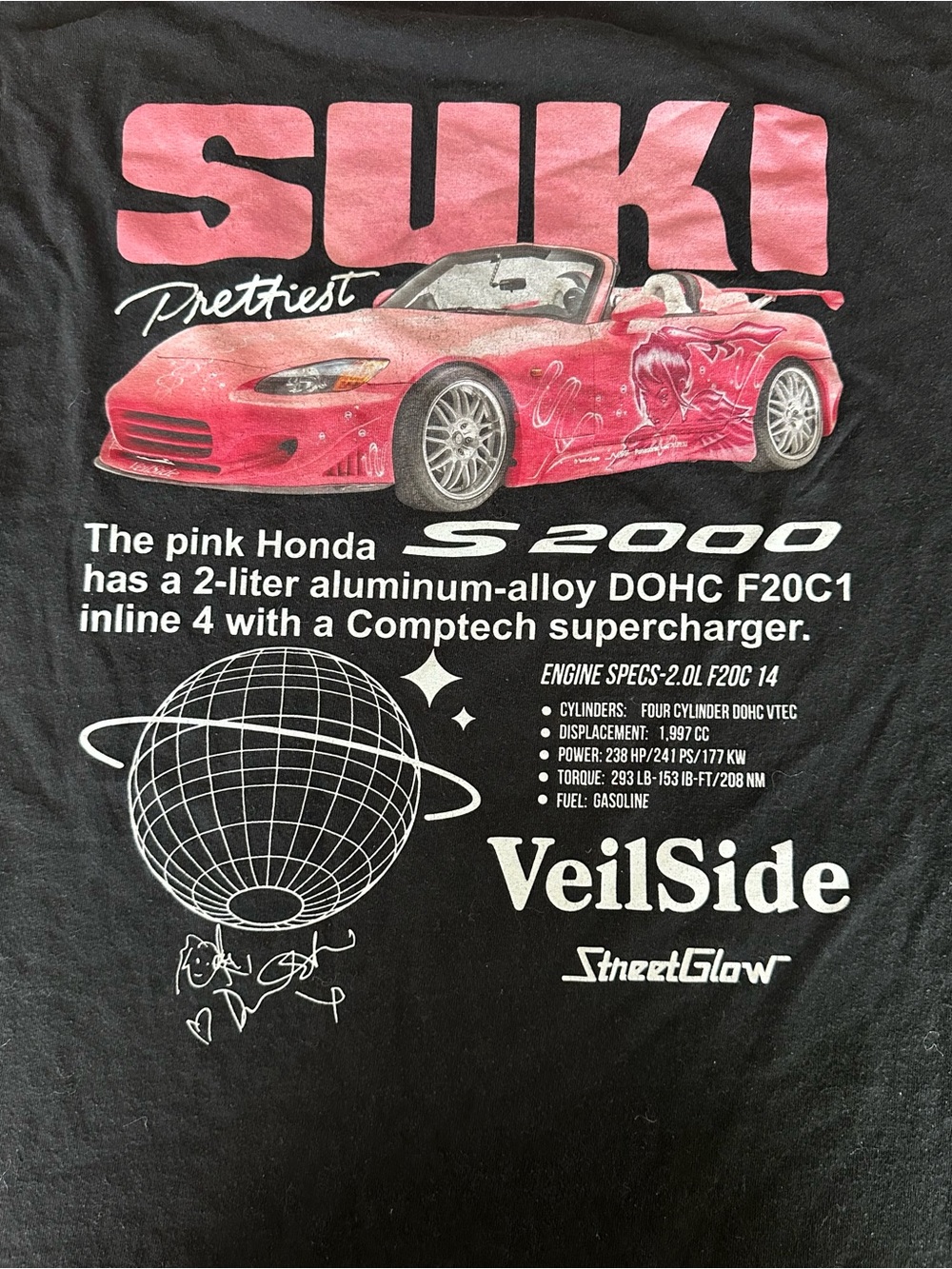 Gildan Black Tee with Pink Car Graphic